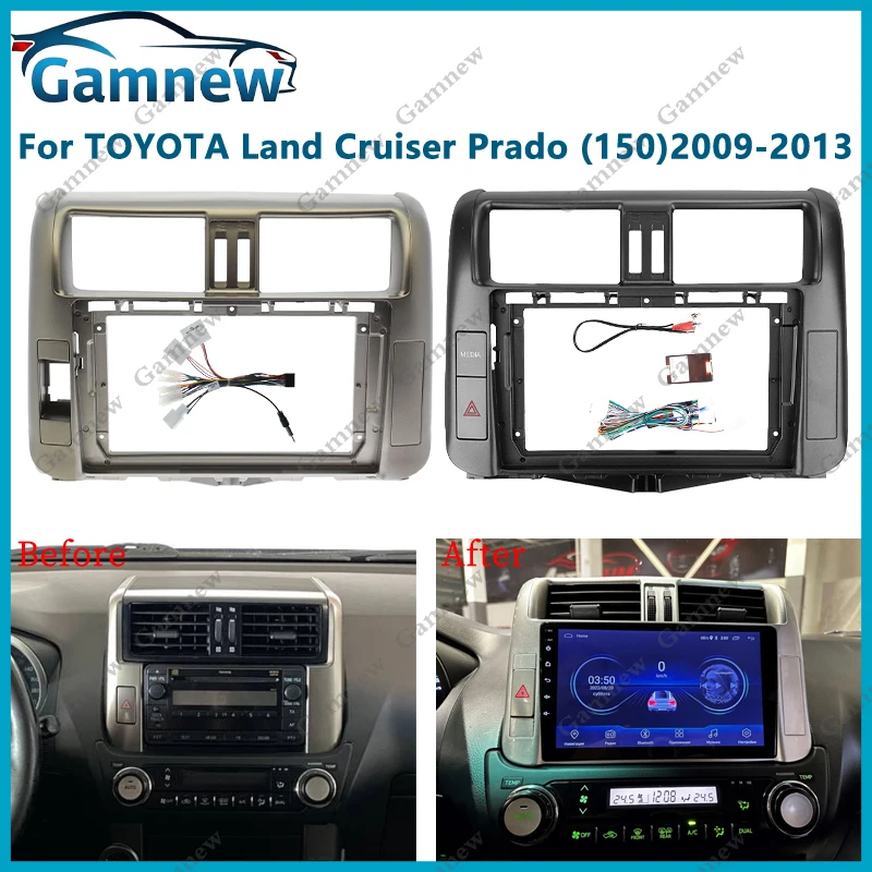

9 Inch Car Frame Fascia Adapter Canbus Box Android Radio Dash Fitting Panel Kit For Toyota Land Cruiser Prado 150 2009-2013