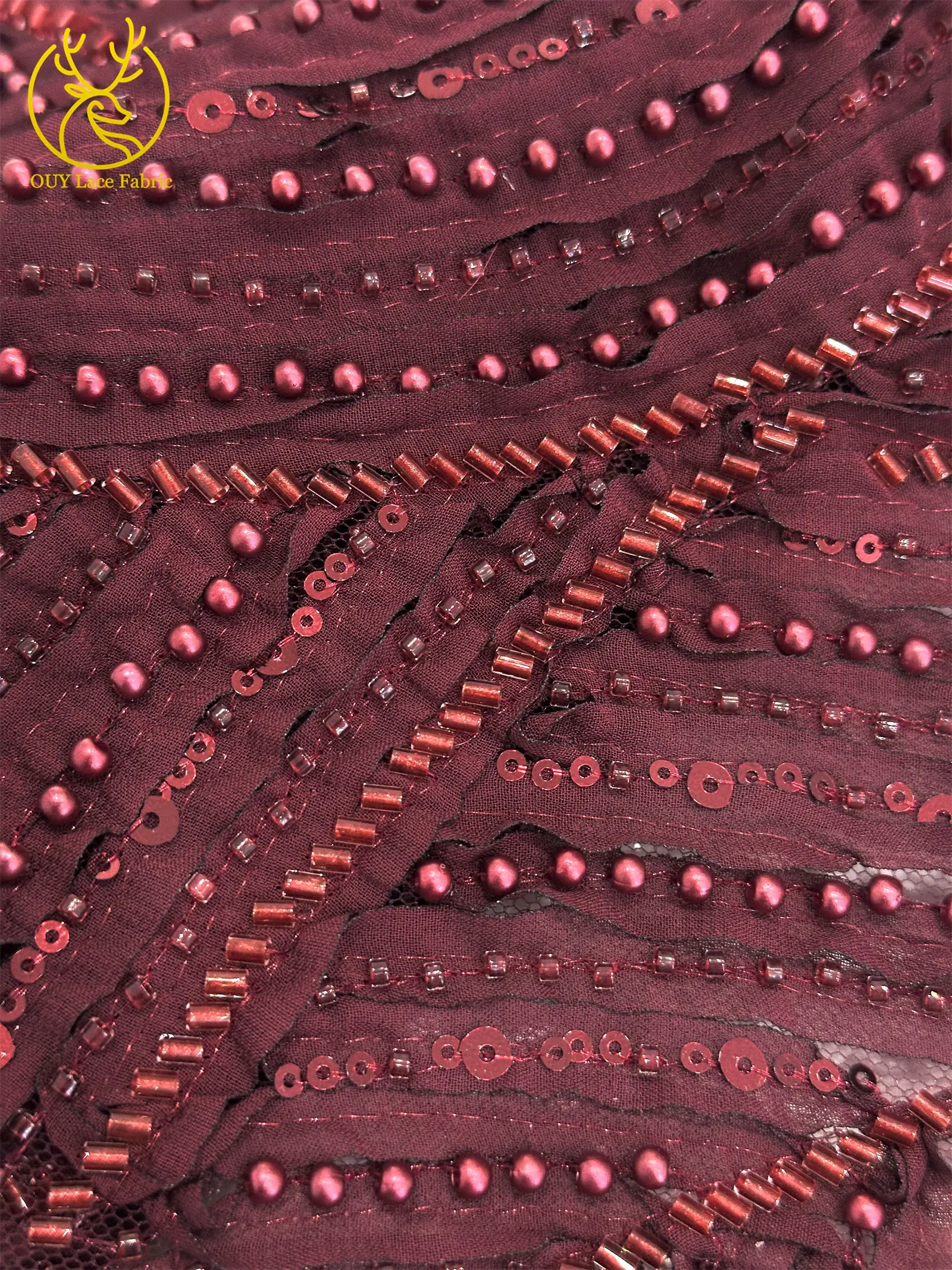 3D Mode Nigerianischer Mesh-Tüll-Spitzenstoff 2026 Französischer Handgefertigter Perlen-Pailletten-Spitzenstoff für Damen Party Hochzeitskleid Nähen – Detail 21