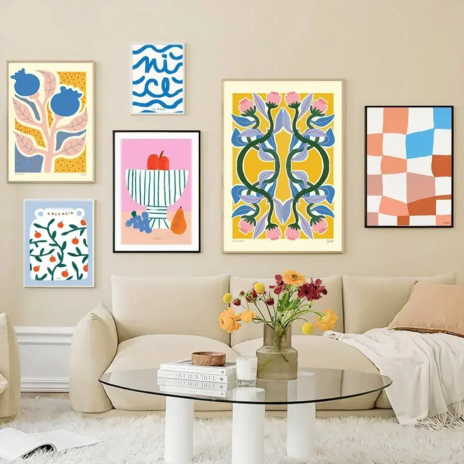 Fantasy Flower Garden Polka Dot Vase Seabird Wall Art Canvas Painting Nordic Posters and Prints Wall Pictures Living Room Decor