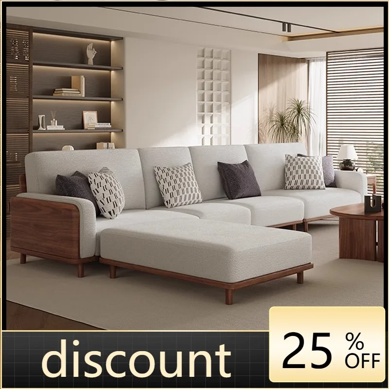 

LMM all-solid wood corner sofa modern simple Nordic small apartment concubine cotton and linen sofa