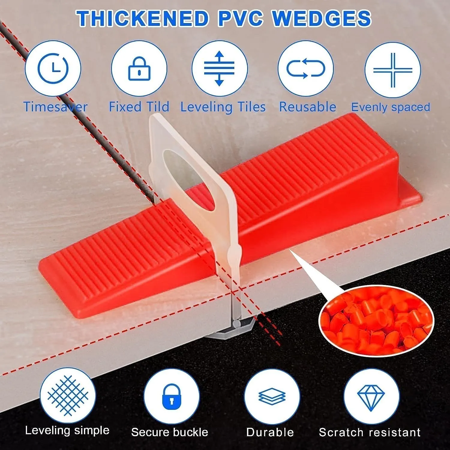 100PCS Red/ Black Plastic Wedges Ceramic Tile Leveling System Tiling Floor Wall  Carrelage Construction Tools Building