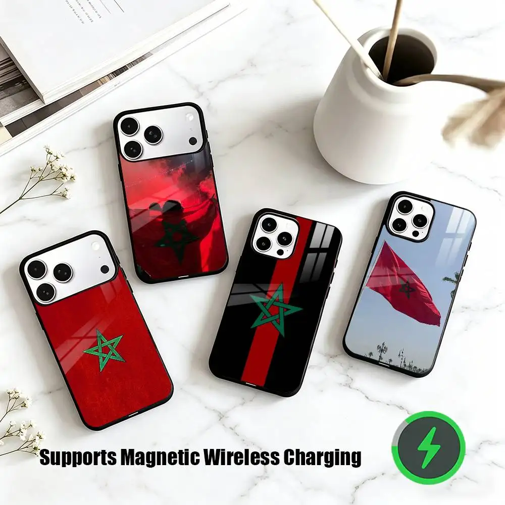 

M-Morocco Flag Phone Case For iPhone17,16,15,14,13,12,11 Plus,Pro Allows magnetic wireless charging