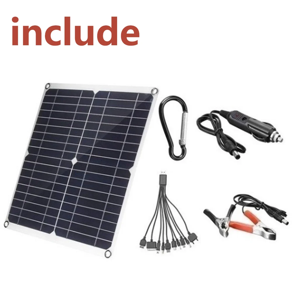 20W Solar Panel Kit 18V Outdoor Solar Ladegerät Speicher Batterie Versorgung Für Telefon RV Auto Caravan Hause camping Tragbare Solarzelle