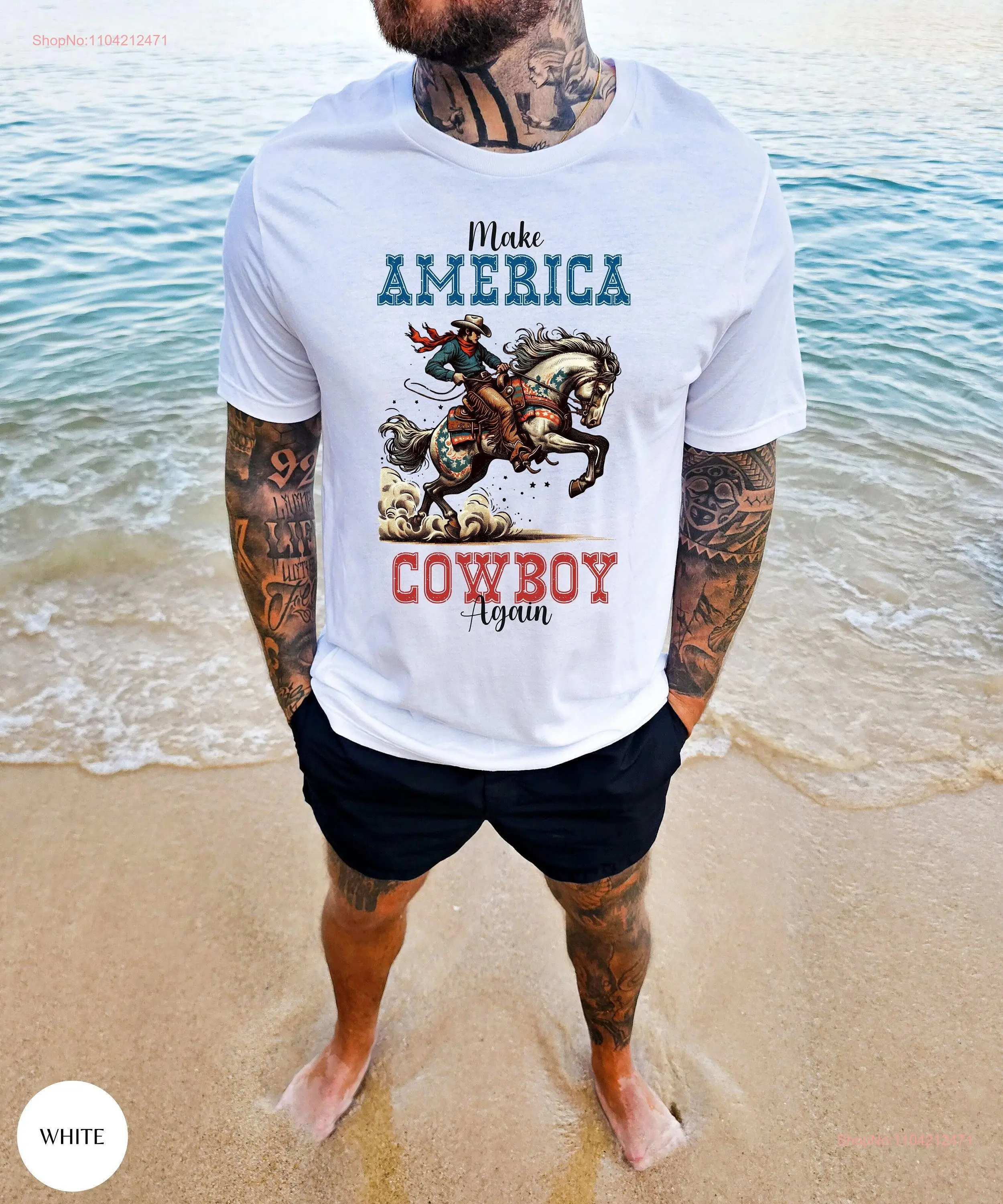 Make America Cowboy Again T Shirt 4th of July 2024 Election Merica Western Political for Patriotic long or short sleeves