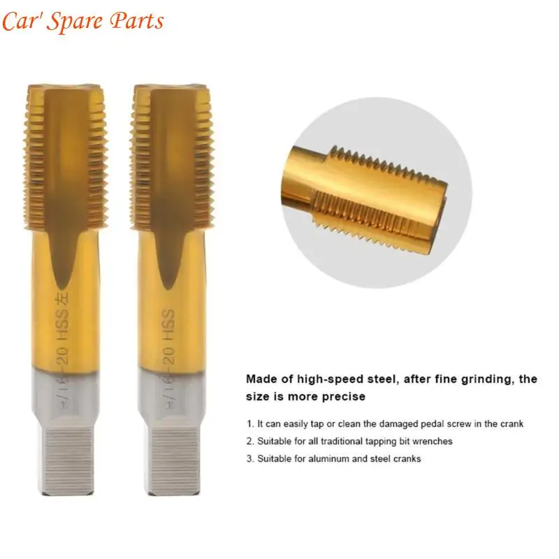 Y4UA Bike Crank Pedal Thread Tap High-Speed Steel Left Right Hand Thread Repair Drill Bits Road Crankset