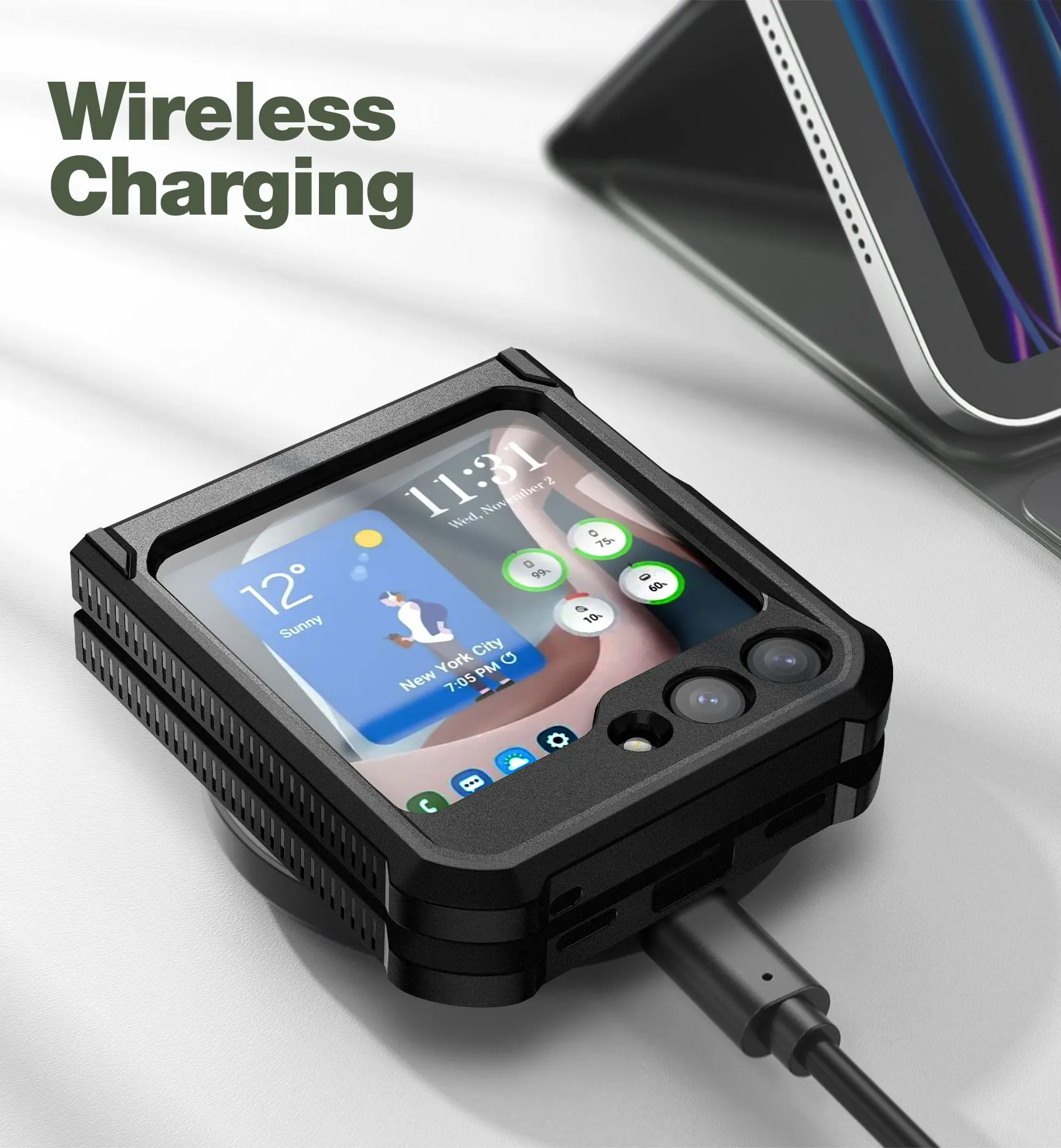 For Samsung Galaxy Z Flip 5 Case 5G (2023) Belt Clip Rugged Shockproof Bumper Protective Holster Case with Foldable Kickstand