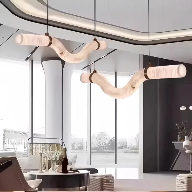 Customized Imitation Marble Pendant Light Living Room Bedroom Dining Room Ceiling Chandelier Decoration Indoor Lighting Fixture