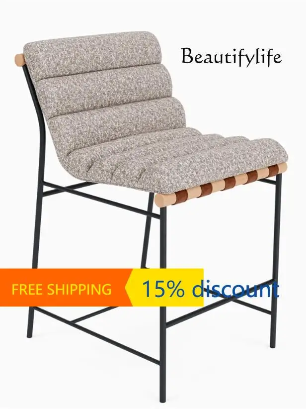 

RR Modern Simple Home Dining Chair Metal Light Luxury Retro Leisure Bar Chair Nordic High Stool Front Desk Chair
