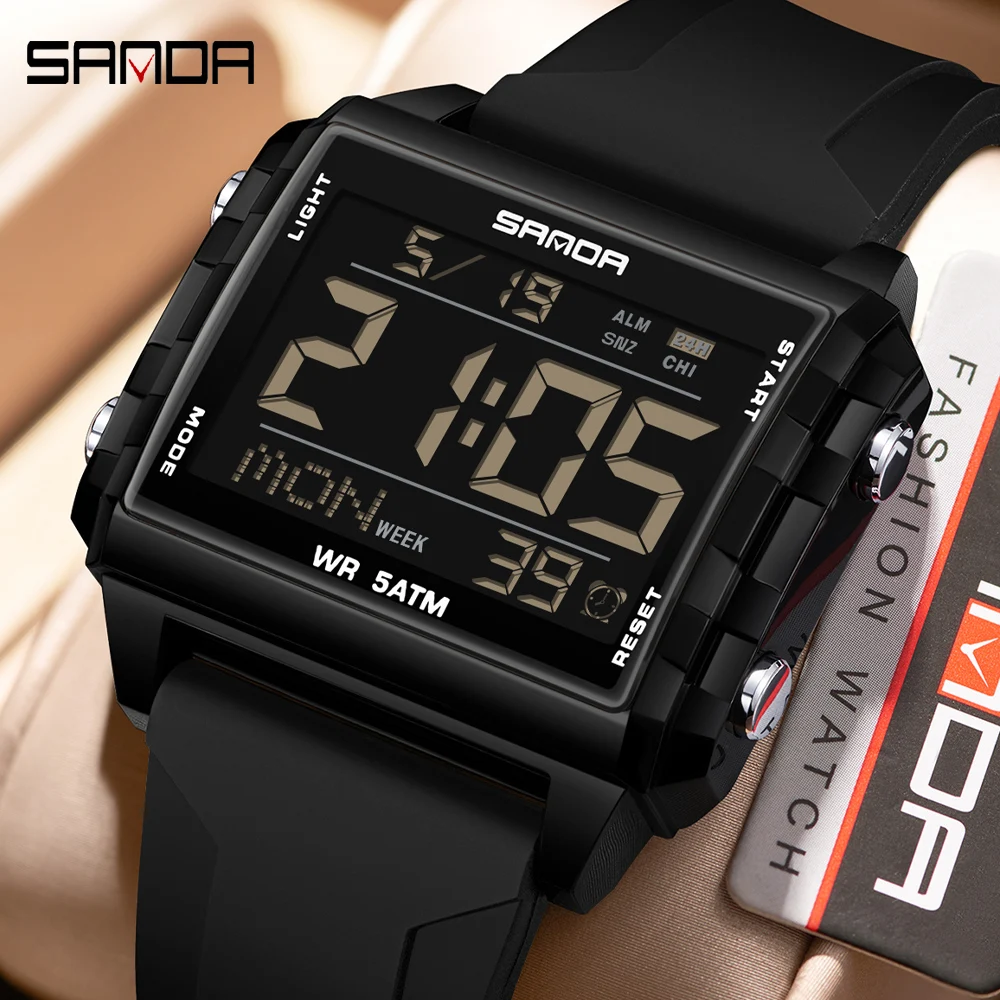 

SANDA брендовые модные светодиодные часы для мужчин и женщин, водонепроницаемые роскошные цифровые наручные часы унисекс, электронные часы, мировое время