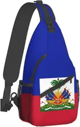 Haitian Flag Hiking Daypacks Crossbody Chest Bag Sling Backpack for Men Women Outdoor Cycling Hiking Travel