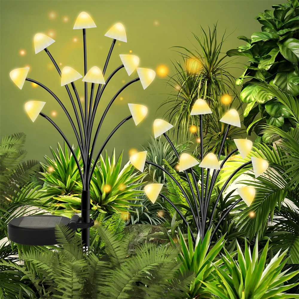 

Waterproof Christmas Decorations Solar Swaying Garden Lights Mushroom Solar Landscape Pathway Stake lights Firefly Lights 513