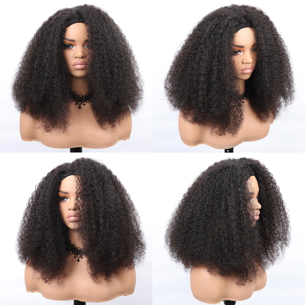 Kinky Curly Flip Over Human Hair Wig Half Wigs 250 Density 3 In 1 Seamless Beginner Friendly Glueless Wear and Go Curly Wig