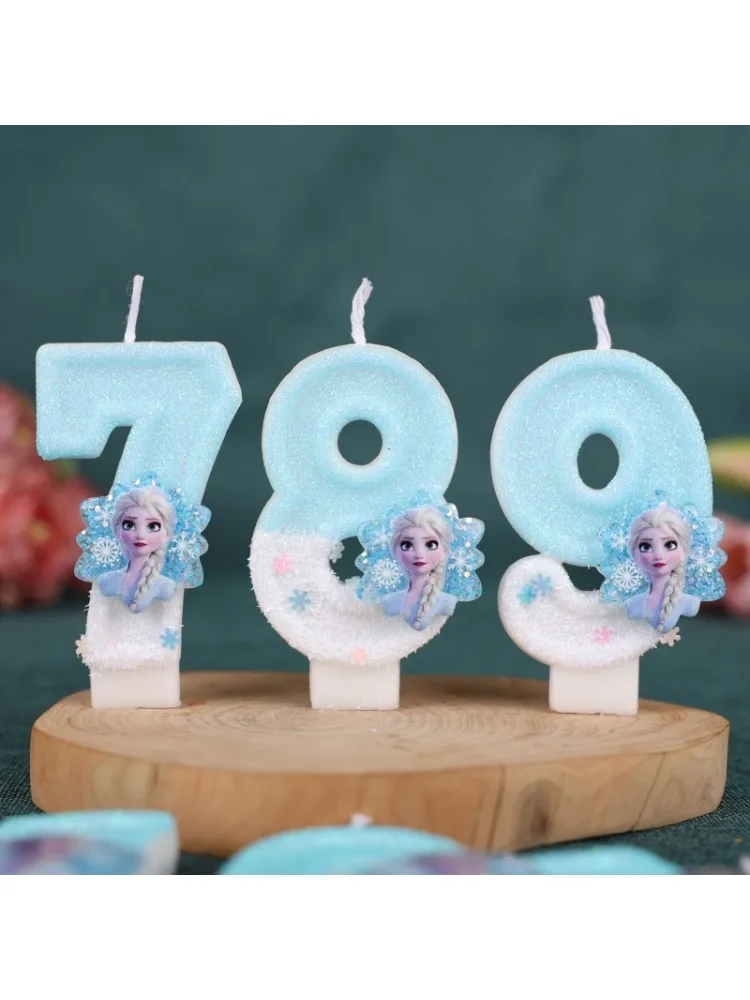 Digitale Geburtstagskerze, Kuchen-Party-Dekoration, handgefertigte Kerze, 0–9, Schneeprinzessin