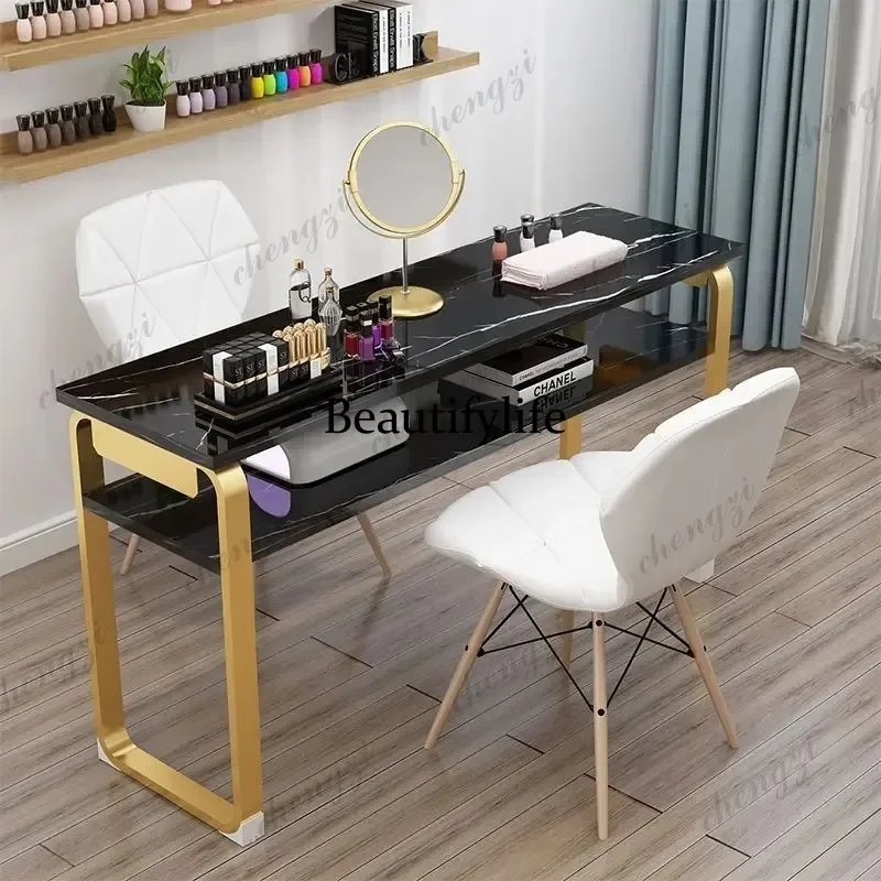 E182  Designer Nail Tables Double Beauty Shop Salon Furniture Professional Manicure Tables Double-layer Manicure Table