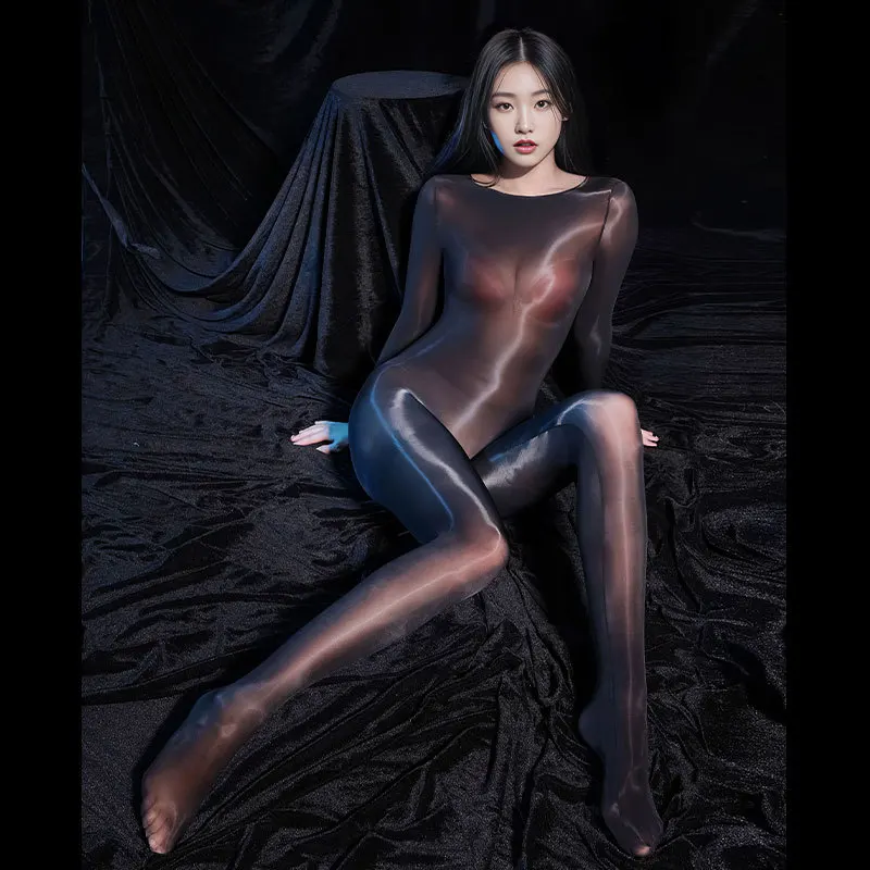 Women Sexy Jumpsuit Sexy Transparent Silky Bodystockings Open Crotch Full Body Seamless Underwear Ultra Thin Sheer Pantyhose