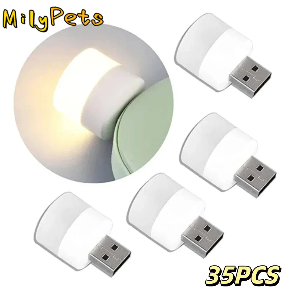 

USB Plug Mini USB Night Light Warm White Mini Size Warm White Night Lamp Mobile Power Charging Eye Protection