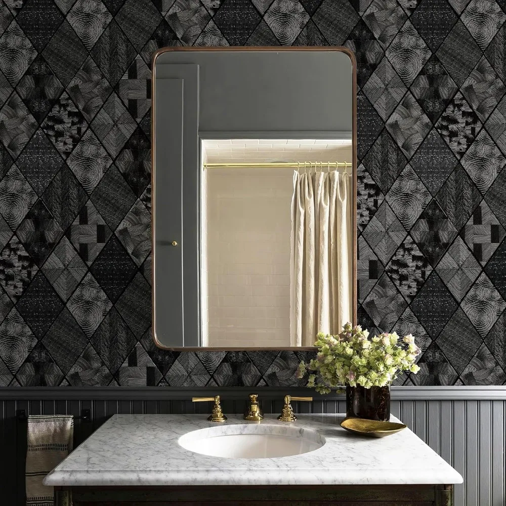 ورق جدران خطي هندسي منقوش ثلاثي الأبعاد قابل للإزالة - غطاء جدار ذاتي اللصق مقاوم للماء للمظهر المزخرف #4