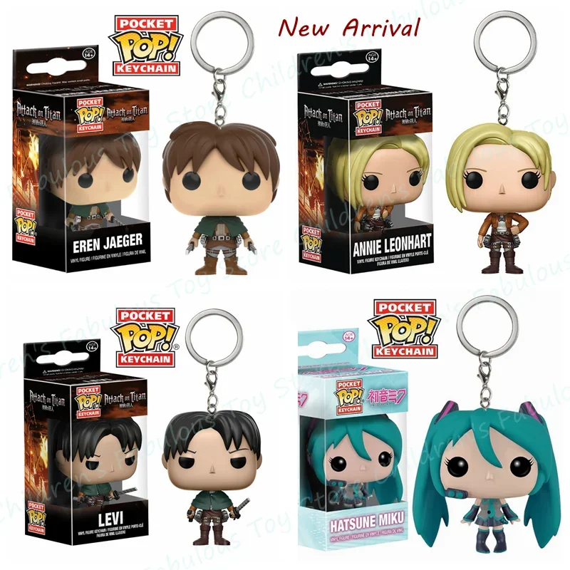 Funko-llaveros de Attack on Titan, llavero de figuras de acción de Levi, Eren, Jaeger, Annie, Leonhart, Hatsune, Miku, juguetes de bolsillo para muñecas