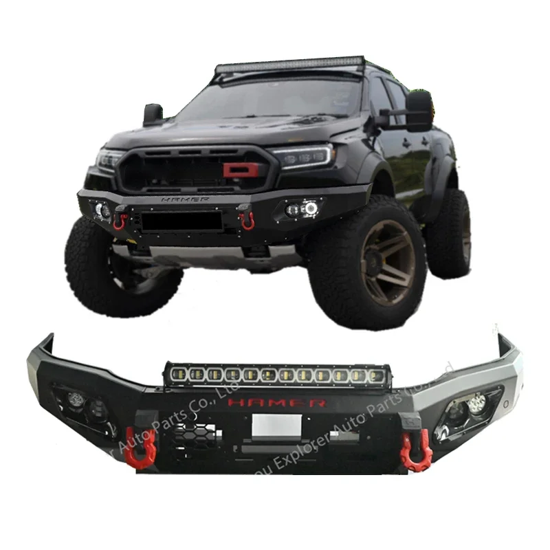 

Ranger T7 T8 Steel Real Bumper Bar with LED Shackle Steel Car Front Bumpers for Ranger Bull Bar