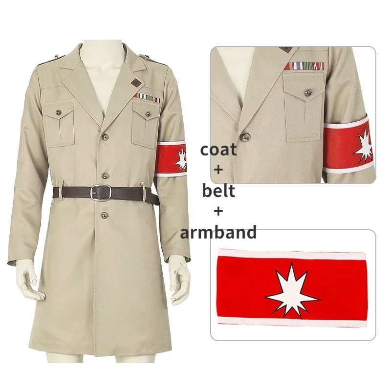 Kyojin Cospaly Costume Marley Military Officer Scout Regiment Levi Eren Coat Suit Unisex