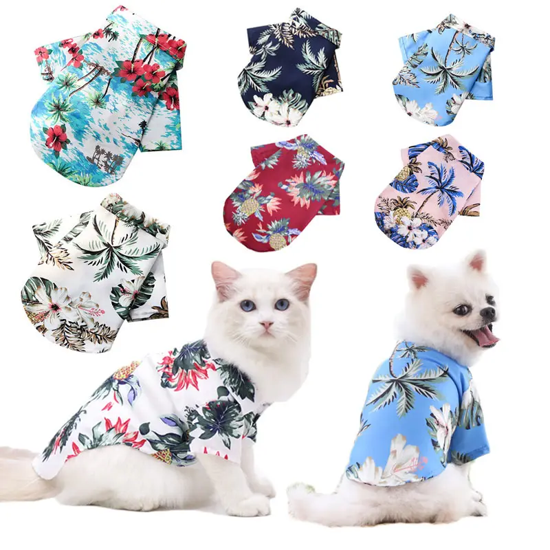 

Dog Clothes for Small Dogs Hawaiian Shirt Cat Pet Clothing Large Middle French Bulldog Chihuahua Summer Beach XS-5XL