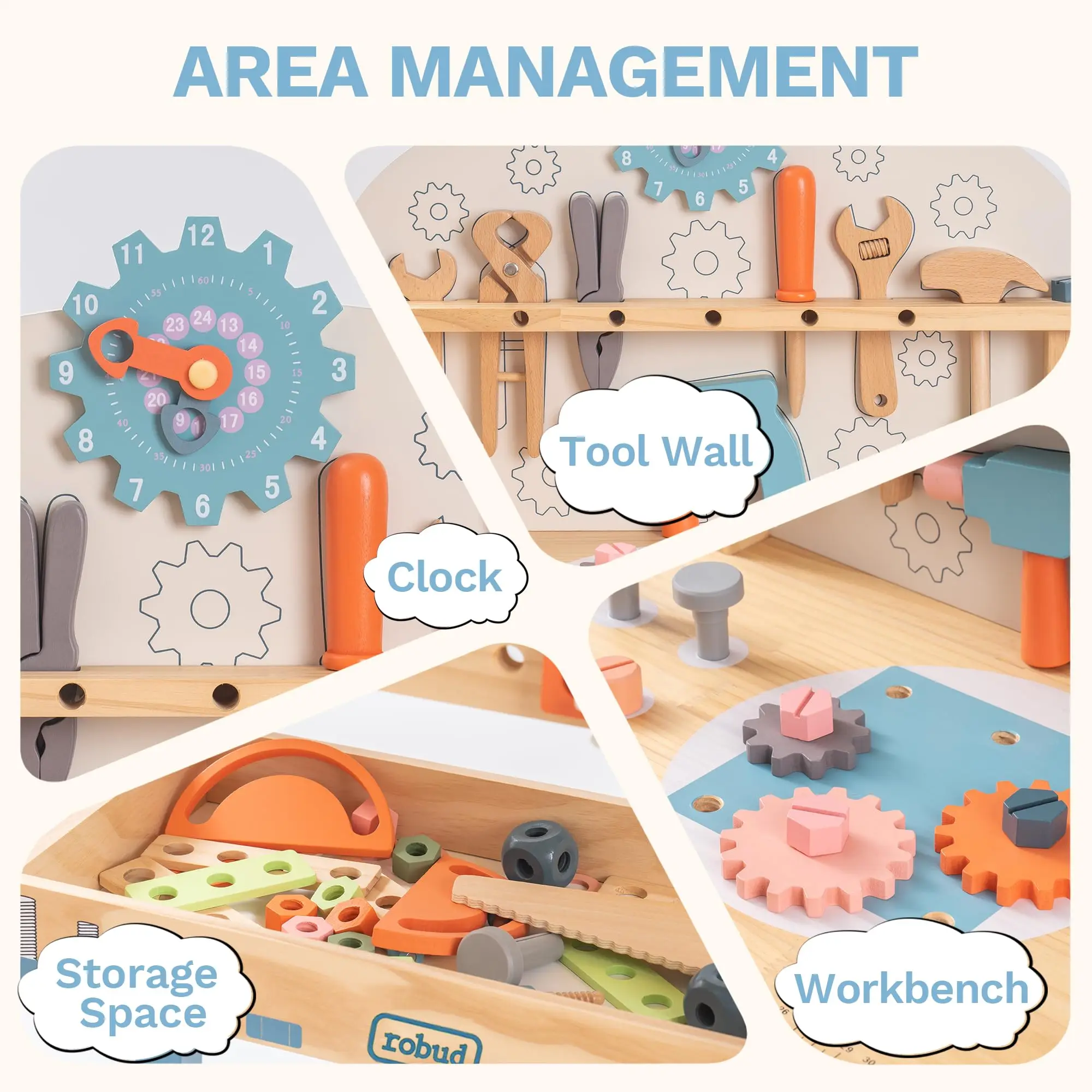 ROBUD grand outil de jeu en bois ensemble d'établi multicolore atelier de Construction banc à outils jouets cadeau pour les enfants en bas âge