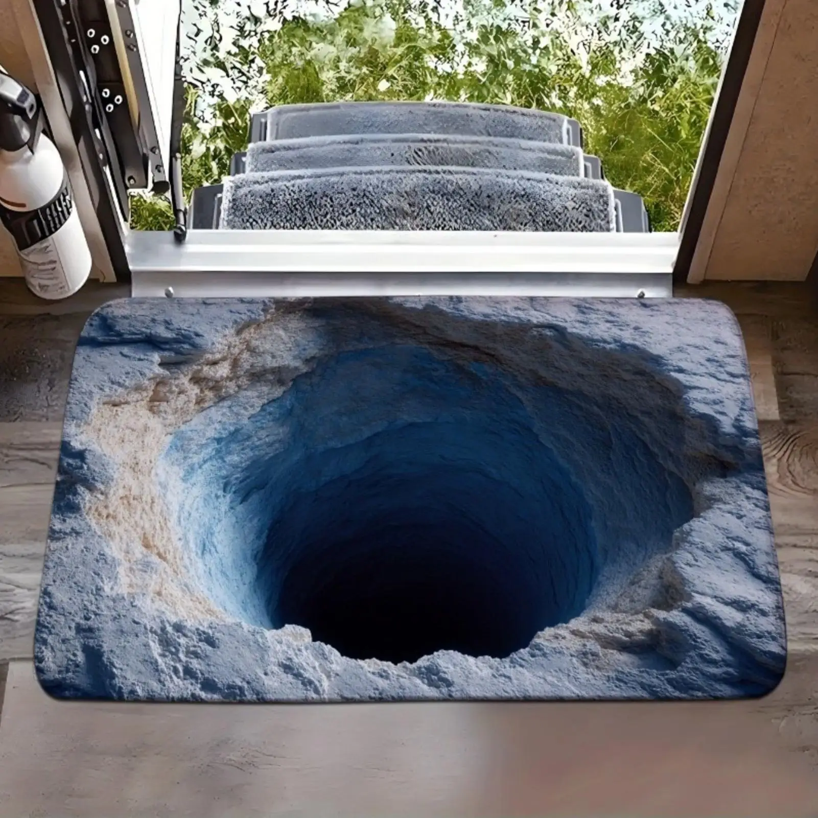 Bathroom Mat Absorbent Non Slip Quick Dry 3D Visual Abyss Design Memory Foam Rug for Shower Tub Toilet Kitchen Front Door