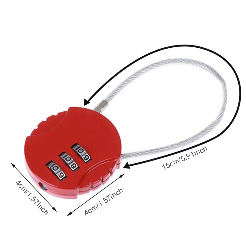 3 Dial Digit Password Combination Padlock Suitcase Luggage Metal Code Lock Mini Coded Keyed Anti-Theft Locks 4*4cm