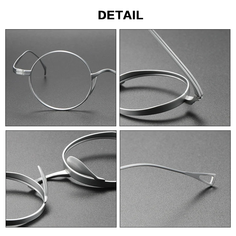 Dsnietp 빈티지 티타늄 독서 안경 남자 라운드 광 변색 안티 블루 라이트 처방 안경 프레임 근시 작은 안경