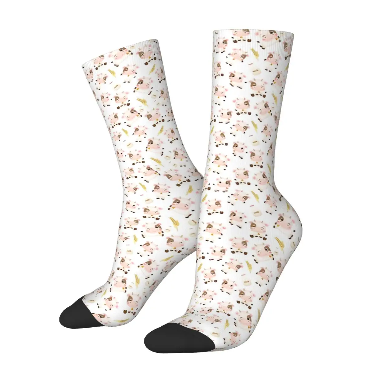 Milk Cow Pattern Socks Elegant Stockings Adults Men Comfortable Running Socks Autumn Design Anti Slip Socks