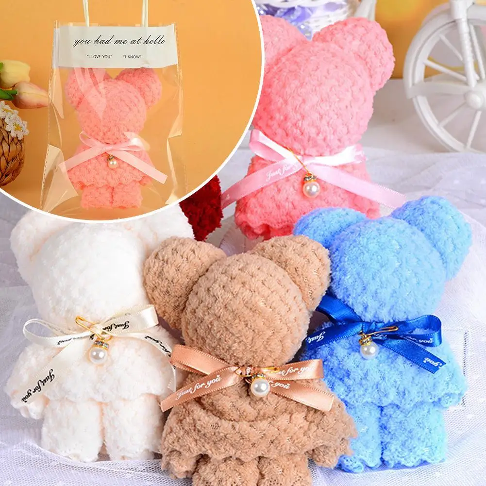 1 pezzo di cartone animato simpatico orso asciugamano regalo con custodia trasparente perfetto per matrimoni compleanni festa della mamma bomboniere natalizie