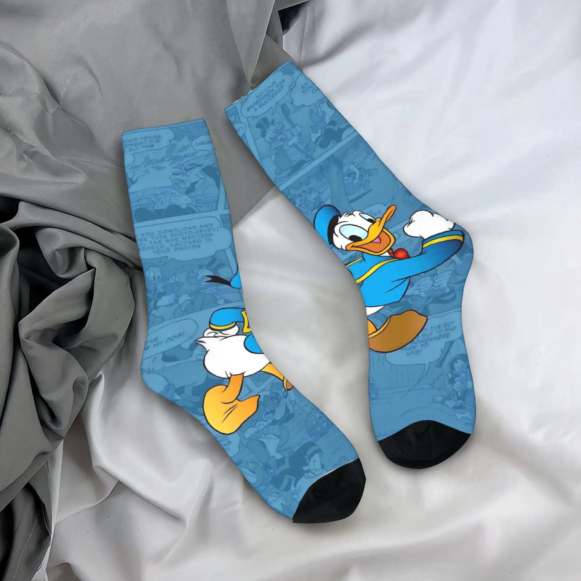ドナルドダック漫画靴下男性女性ポリエステルファッション靴下クレイジー春夏秋冬ミドルチューブソックスギフト