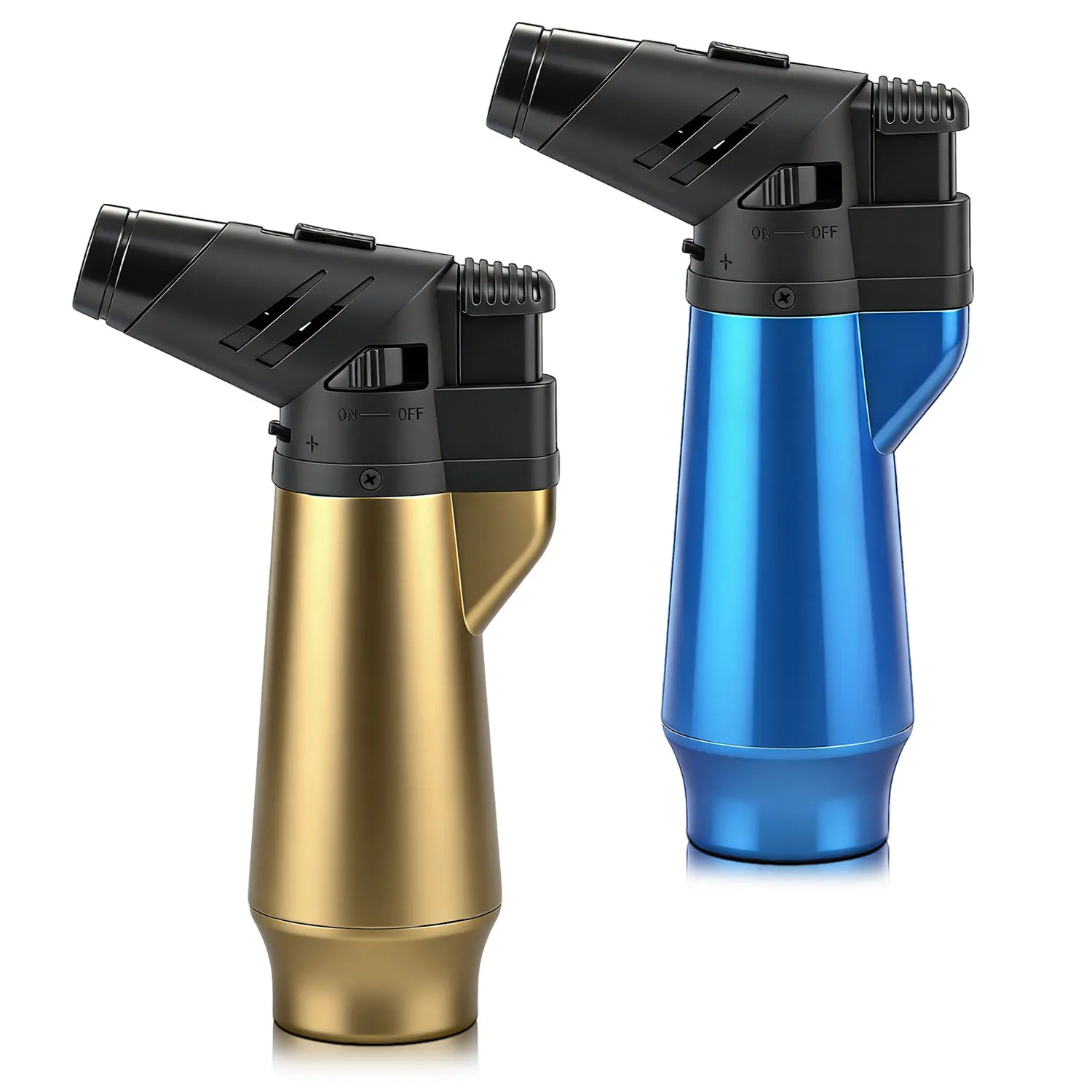 2 in 1 Lighters Jet Flame Windproof Butane Torch Lighter, Gas Lighter Burner for Cigars Kitchen Smokers, Dual Jet Welding Gun