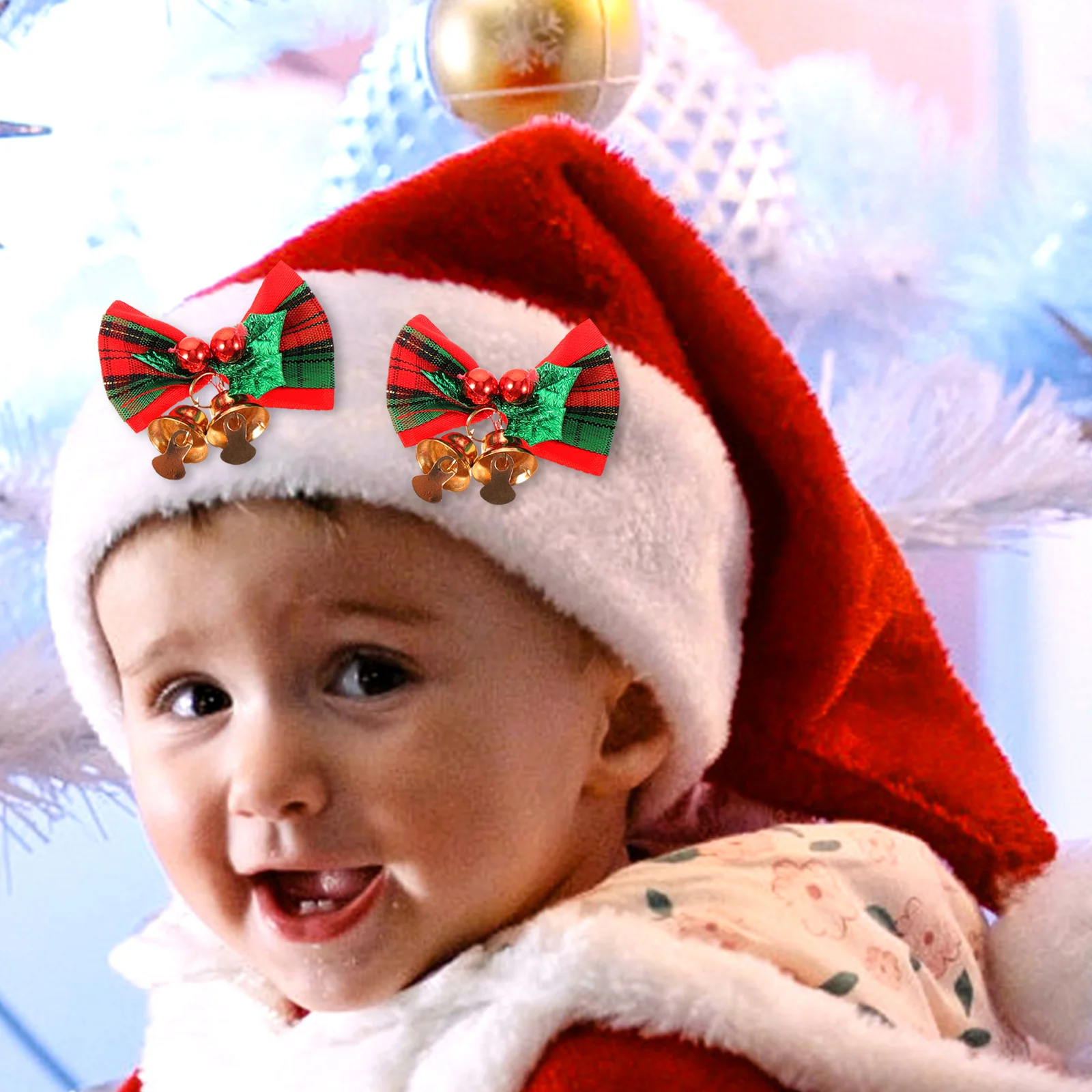 

6Pcs Christmas Bell Bow-Knot Decoration DIY Costume Hat Shoe Supply Home Ornaments Bow-Knot Decor DIY Material