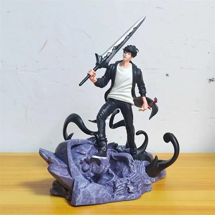 Solo Leveling Anime Figures Cheng Xiaoyu Sung Jin Woo 20cm Battle Scene Action Figures Collection Ornaments Model Doll Gift Toys