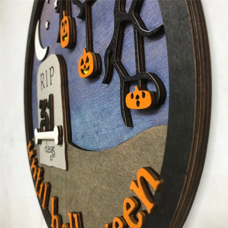 

2 Piece Halloween Countdown Calendar Black Wooden DIY Countdown Halloween Wooden Decoration
