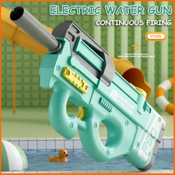 High-Speed Electric Water Gun P90 Summer Outdoor Child Toys 12m Range Continuous Firing Water Gun External Connect Coke Bottle