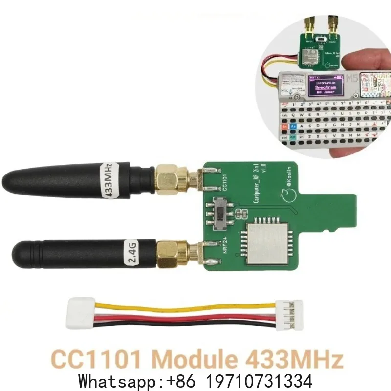 433MHz CC1101 NRF24 2-in-1 RF Module Development Board for M5Stack Cardputer, Plug-and-Play Grove Port, Supports Bruce Firmware
