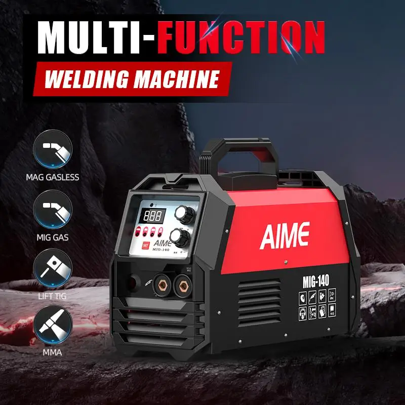 Многопроцессный сварочный аппарат 165А, MIG с флюсовым сердечником, Газовый MIG, Подъемная TIG, Стержневая сварка, Светодиодный дисплей, Синхроническое управление, Двойное напряжение