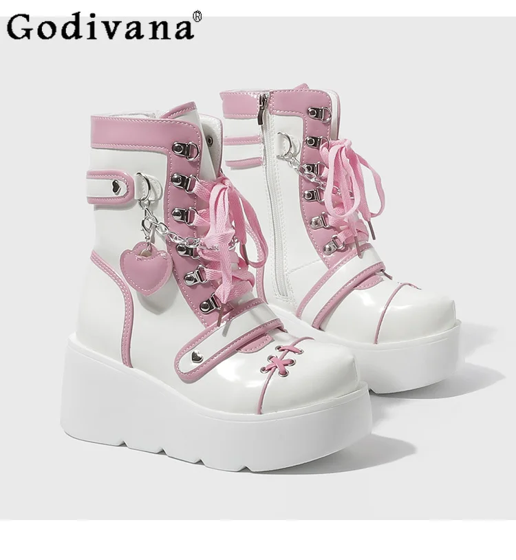 

Gothic Style Y2K Subculture Original Lolita Height-Increasing Thick-Soled Short Boots Sweet Cool Hot Girl Cosplay Women's Boots