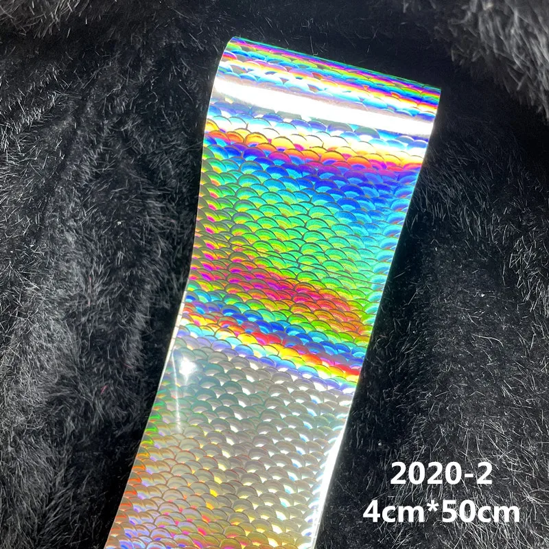 50/100 cm Fisch Skala Chamäleon Nägel Metall Nail art Folie Fisch Köder Transfer Aufkleber Wraps Aufkleber Laser Maniküre dekorationen