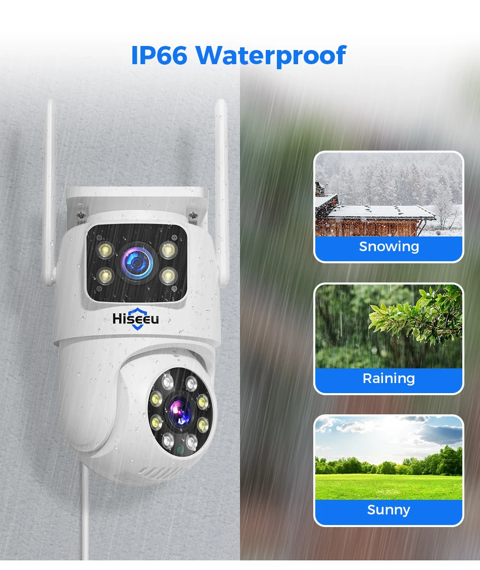 Hiseeu H.265 10CH NVR 3K 6MP Surveillance System Dual Lens Smart PTZ IP Camera Color Night Vision Auto Tracking WiFi CCTV System