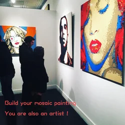 100x100 Dots Photo Custom Pixel Art Mosaic Painting Private Customized Creative 4pcs 50*50 Studs DIY Building Blocks MOC Set