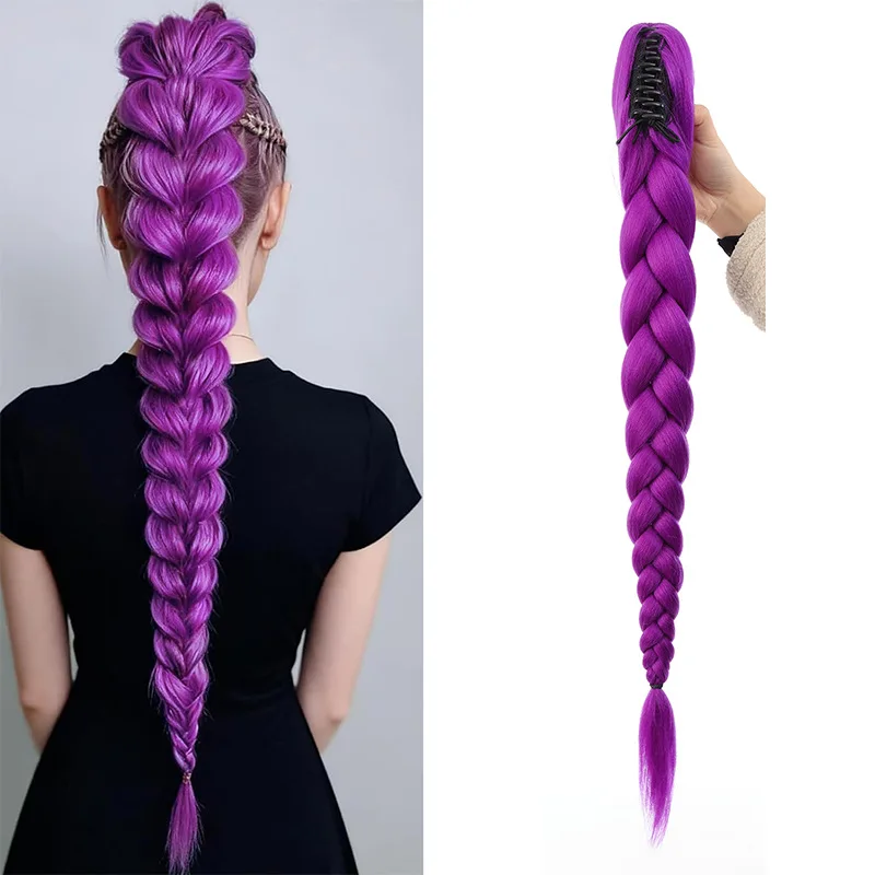 

Фиолетовое синтетическое плетение волос для наращивания косичек, прическа Руми, зажим для волос, парик для детей, костюм для рождественской вечеринки