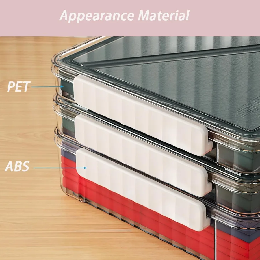 2-pack doorzichtige plastic archiefdozen met vergrendelbare deksels, stapelbare A4-opslag ‎ Witte grendels klein