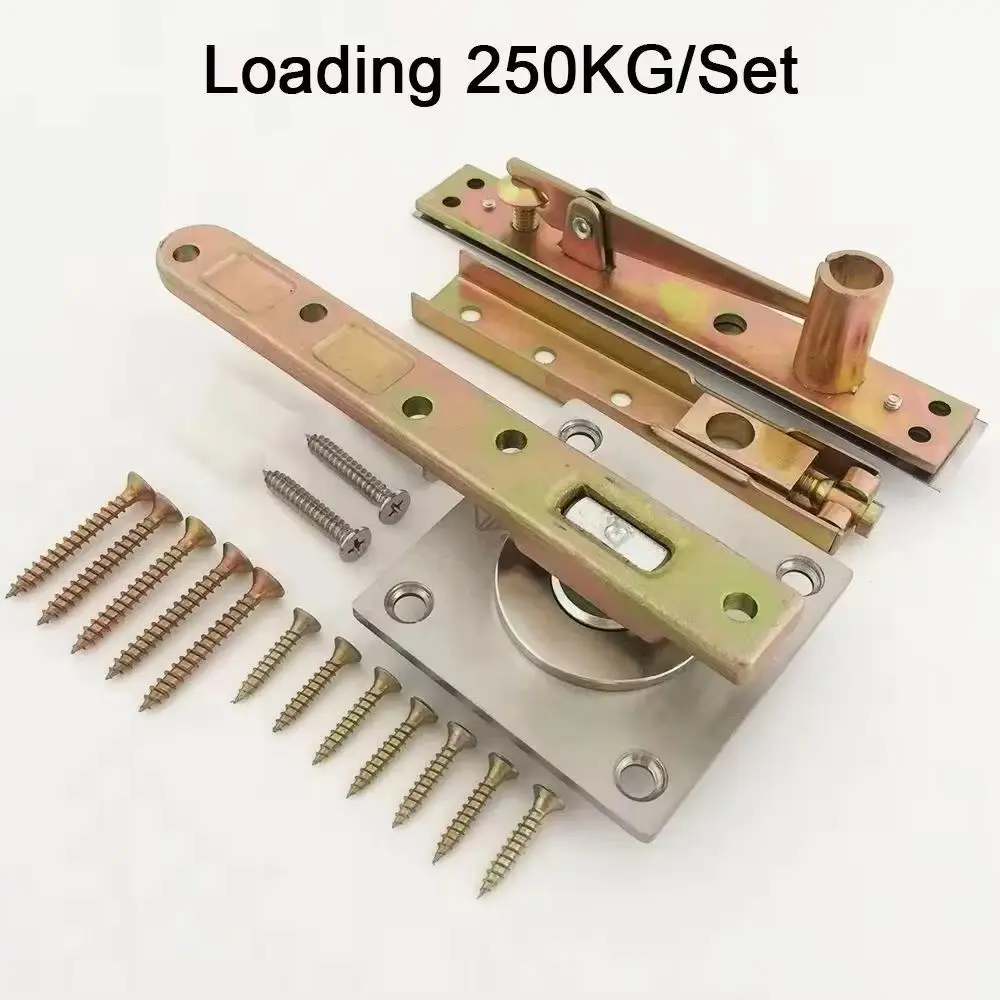 2Sets Metal Heavy Duty Door Pivot Hinges 360° Rotary Invisible Hidden Door Hinges Up and Down Mount Door Shaft Loading 250KG/Set