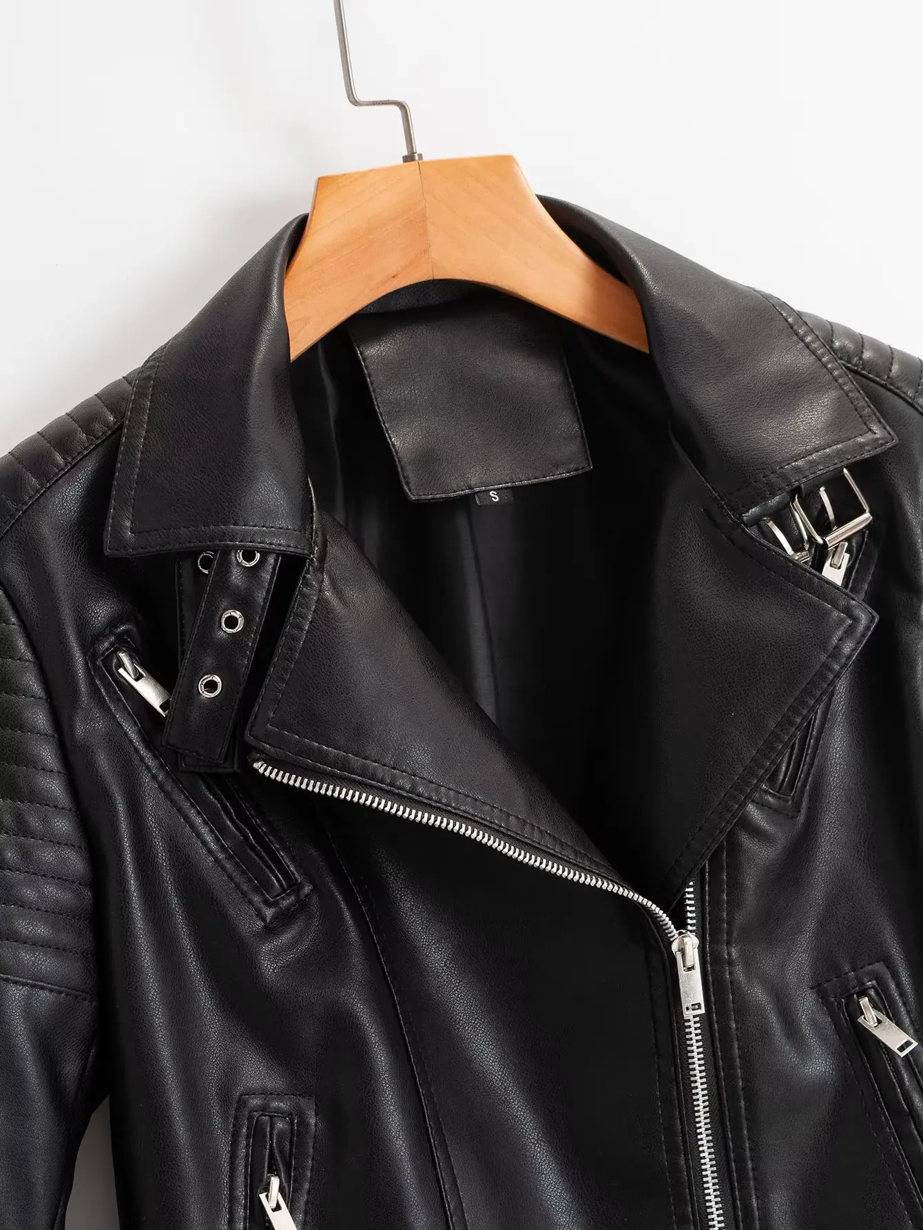 Nieuwe Collectie 2022 Herfst Winter Pu Faux Lederen Jassen Vrouwen Lange Mouw Rits Slanke Motor Biker Leren Jas Vrouwelijke Uitloper top