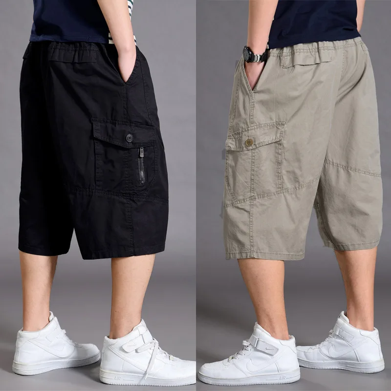 Grande tamanho de algodão gordo shorts homens carga curto casual plus size calças cortadas esportes tático folgado calças soltas 5xl 6xl verão