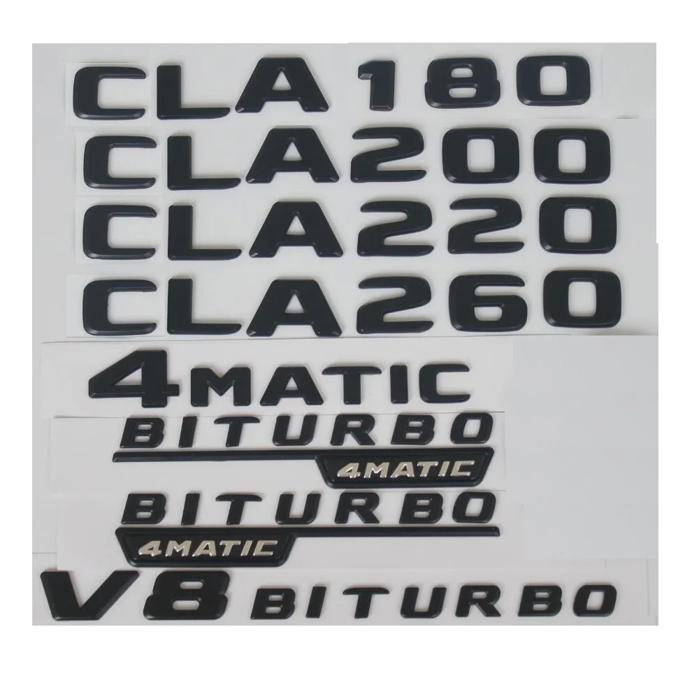 For Mercedes Benz Black C117 X117 CLA180 CLA200 CLA220 CLA230 CLA240 CLA250 CLA260 CLA280 CLA300 4MATIC Symbols Emblems Badges