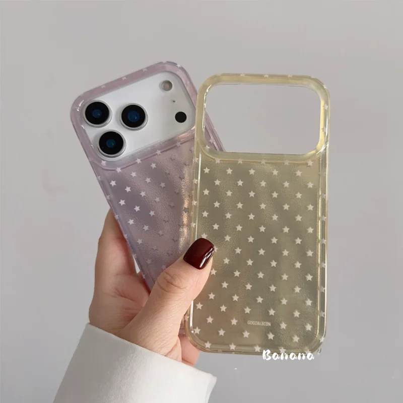 Creative Advanced White Star Couple Phone Case For iPhone 18 DUO 17 AIR 16 15 14 13 12 11 PRO MAX MINI 7 8 PLUS Fashion Cover